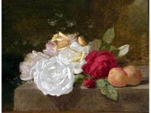 Nature Morte Aux Fleurs Huilesur Toile Signee En Bas A Droite 33,5x 41 by Jules Ferdinand Medard