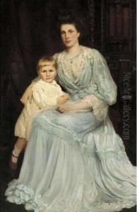 Portrait Of A Mother And Child by William J. Medcalf