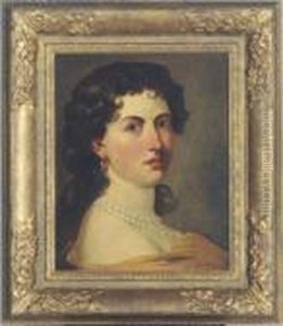 Portrait Of A Lady Wearing A Pearl Necklace by Sir John Baptist de Medina