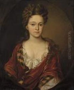 Portrait Of A Lady, Half-length, In A Red Dress