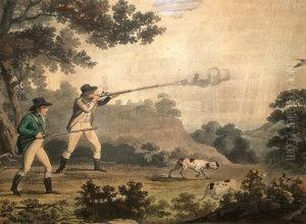 Colouredaquatints, A Pair, 22x27cm., Ea: Together With Five Other 18/19thcentury Aquatints After Various Hands To Include George Moorlandand Others - view 1