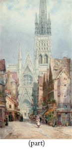 View Of Rouen Cathedral by Hubert James Medlycott