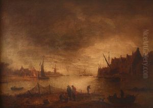 Estuairehollandais Au Clair De Lune. by Jan Meerhout