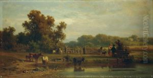 Bewaldete Landschaft Mit Viehtranke Bewaldete Landschaft Mit Viehtranke