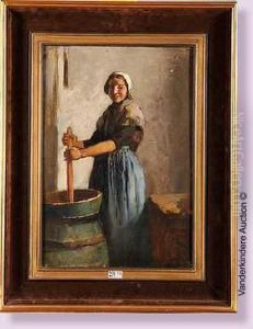 Femme Faisant Du Beurre Femme Faisant Du Beurre