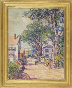 Summer Street Scene, Likely Provincetown, Ma by Lillian Burk Meeser