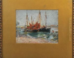 Boats At Dock by Dora Meeson