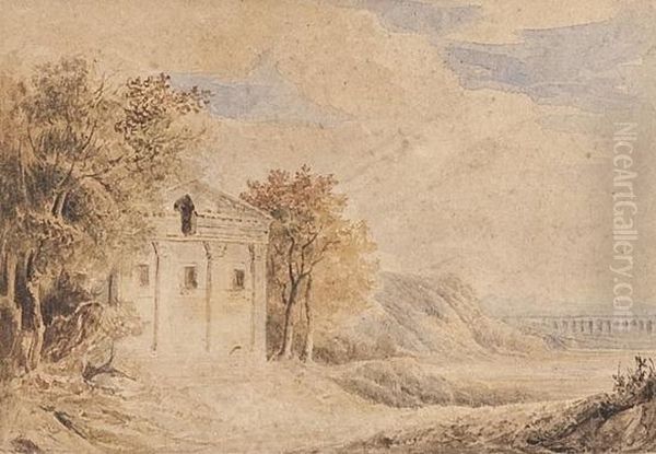 Italianate Landscape With Classical Ruin And Aquaduct - view 1