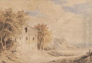 Italianate Landscape With Classical Ruin And Aquaduct by Joseph Meganck