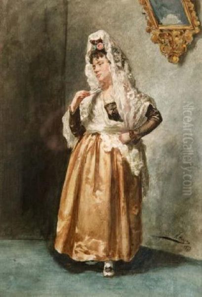 Lady In Period Spanish Costume In An Interior - view 1