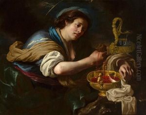 Saint Praxedes Preserving The Blood Of Themartyrs by Bernardino Mei
