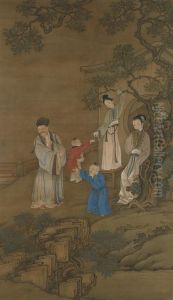 Figures In The Garden by Leng Mei