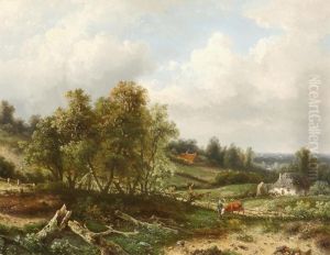 Hilly Landscape With Cowherd