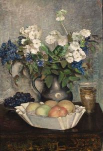 A Still Life With Fruit And Flowers by Piet Meiners