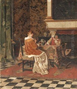 Figures In An Elegant Interior by Ernst Meisel