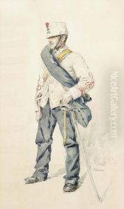 Two Studies Of Italian Soldiers (one Illustrated) by Jean-Louis-Ernest Meissonier