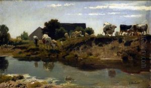 Cattle By The River by Ernest Meister