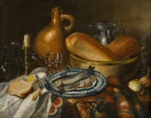 Stilleben Mit Fisch Und Krugen by W. H. Melcher