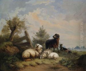 Ram And Goat At A Gate by Wilhelm Melchior