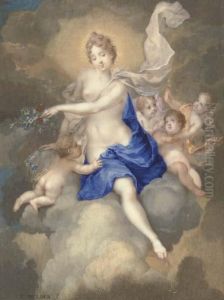 Flora Seated On A Cloud With Putti by Gerard Melder