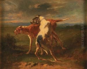 Les Deux Braques A L'arret by Joseph Urbain Melin