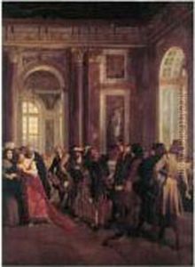 Jean Bart Parmi Les Courtisans Dans Les Salons Du Chateau De Versailles by Gaston-Theodore Melingue