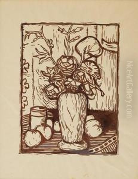 Vaso Di Fiori Con Frutta In Interno, 1920 Ca. - view 1