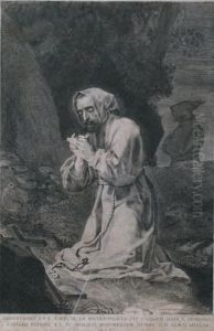Saint Francois D'assise En Priere Burin D'epoque by Claude Mellan