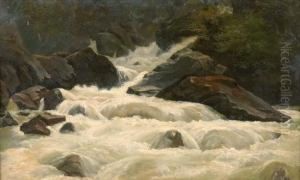 Cascade A Narcia, Toscane by Leon Auguste Melle