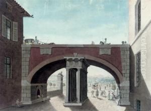 Soldiers And Other Figures By An Arch In An Extensivelandscape by Antoine-Ignace Melling