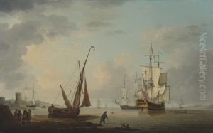 A Two Decker Man-of-war by Thomas Mellish