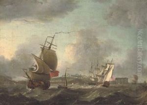 Warships Jostling In The Channel Off Dover by Thomas Mellish