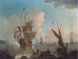 A Warship Announcing Its Departure From The Anchorage by Thomas Mellish