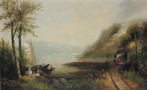 Train Beside The Hudson River by Andrew Melrose