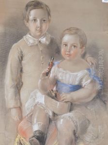 Portrait Of 2 Young Children by Harden Sidney Melville