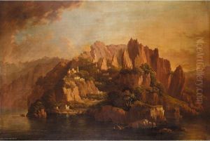 A Rocky Coast With A Monastery In The Foreground