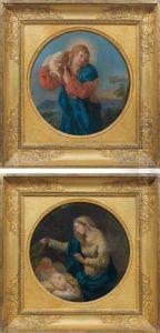 Le Bon Pasteur - La Vierge Et L'enfant Paire by Francois-Guillaume Menageot