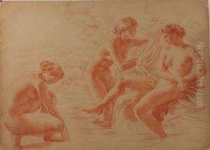 Le Bain De Diane by Emile Rene Menard