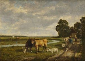 Berger Et Son Troupeau by Emile Rene Menard