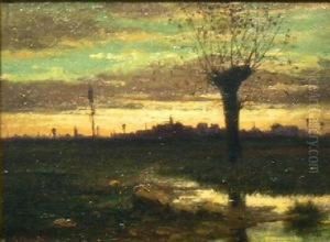 Golden Sunset Over Boston by Enrico Meneghelli