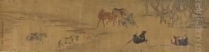 Horses And Grooms by Zhao Mengfu