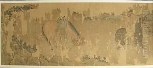 Horses And Grooms by Zhao Mengfu