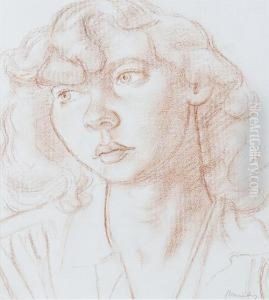 Portrait Of Marchioness Of Bath by Bernard Meninsky
