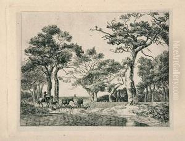2 Bll.: Die Vieherde Mit Hirten - Landschaft Mit Pferdewagen. - view 1