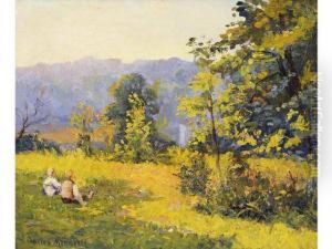 Enfants Dans Un Paysage by Charles Menneret