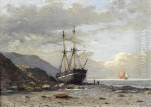 Coastal Landscape With Ship Run Aground by Louis Mennet
