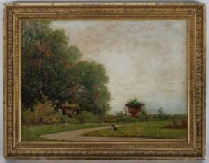 Pie Dans Un Jardin Fleuri by Louis Mennet