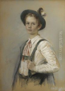 Bildnis Eines Knaben In Lederhosen by Frieda Menshausen-Labriola