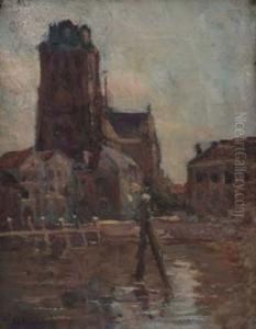 Continental River View With Church by Cornelis Jan Mension