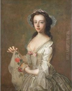 Lady Holding A Floweredscarf by Philippe Mercier